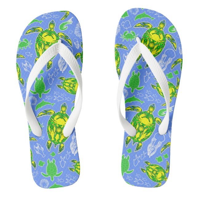 Meeresschildkröten-Korallenriff-Symbol Flip Flops (Fußbett)