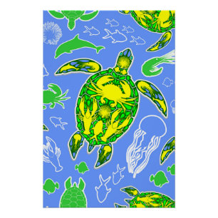 Meeresschildkröten-Korallenriff-Symbol Poster