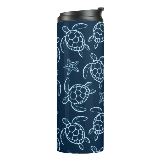 Meeresschildkröten-Kunst-Design-Becher Thermosbecher (Nach links gedreht)