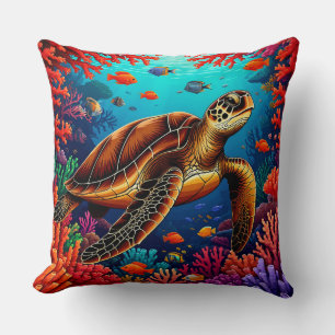 🐢 Meeresschildkröten-Kunst für Küsten-Homedekor � Kissen
