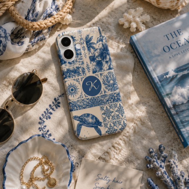 Meeresschildkröten-Küsten-Monogramm  Case-Mate iPhone Hülle (Von Creator hochgeladen)