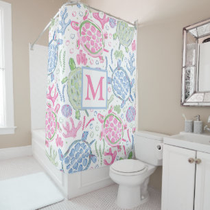 Meeresschildkröten Küstenmeer Monogramm Duschvorhang