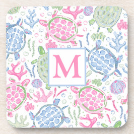 Meeresschildkröten Küstenmeer Monogramm Getränkeuntersetzer
