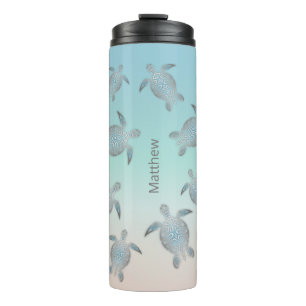 Meeresschildkröten   Küstenmonogramm Thermosbecher