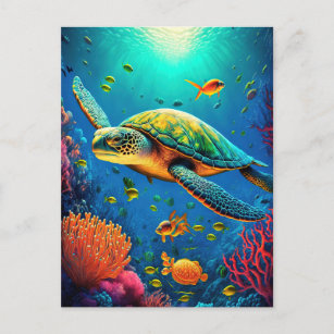 Meeresschildkröten Meeres-Meeresleben Strand Natur Postkarte