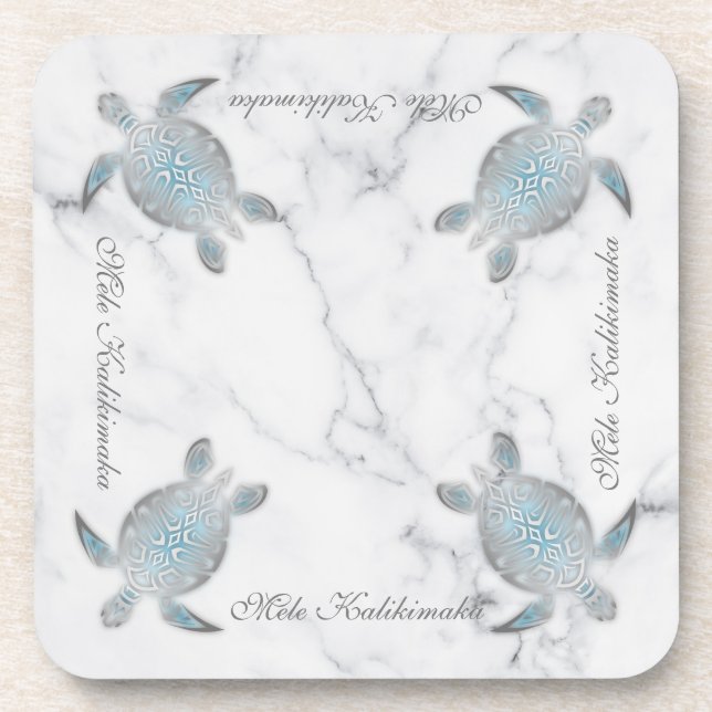 Meeresschildkröten | Mele Kalikimaka | Weihnachten Getränkeuntersetzer (Vorderseite)