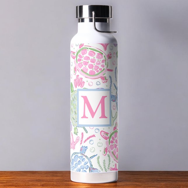 Meeresschildkröten-Monogramm Trinkflasche (Von Creator hochgeladen)