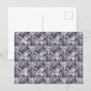 Meeresschildkröten-Ozeanmuster Postkarte