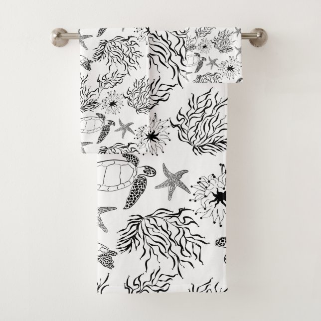 Meeresschildkröten-Pflanze ohne Meerwasser Badhandtuch Set (Insitu)