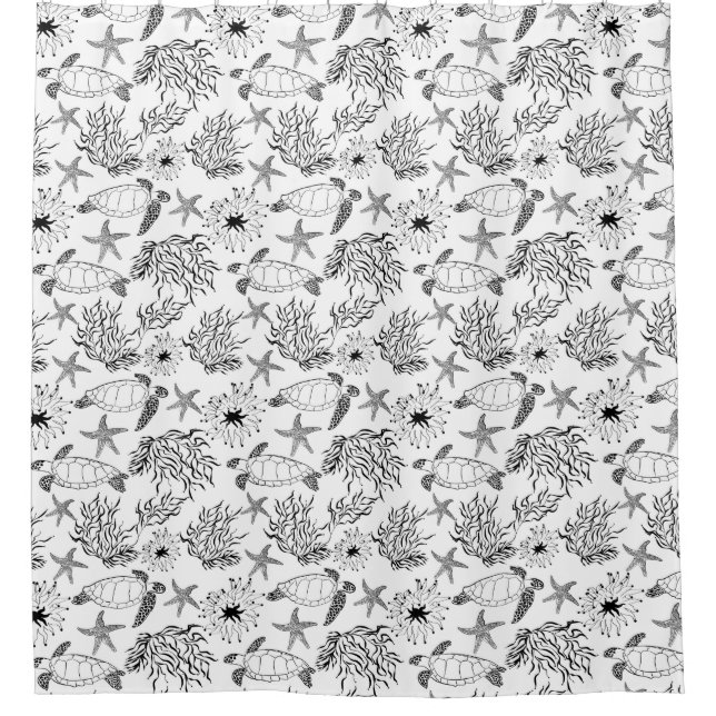 Meeresschildkröten-Pflanze ohne Meerwasser Duschvorhang (Vorderseite)