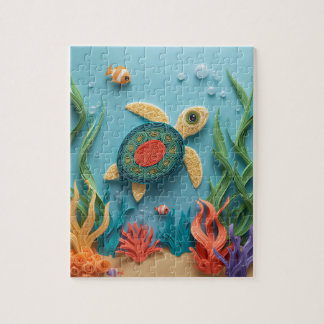 Meeresschildkröten-Riff-Papier-Quilling Puzzle