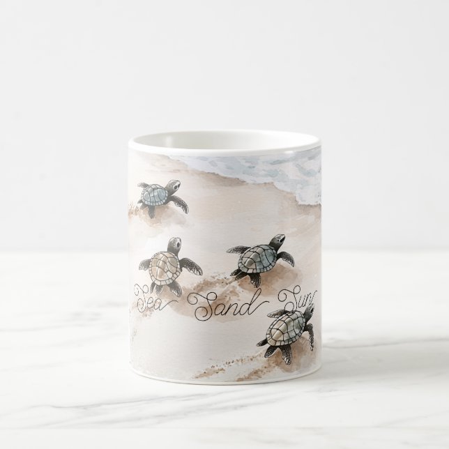 Meeresschildkröten Sand Sonne Strand Kaffeetasse (Mittel)