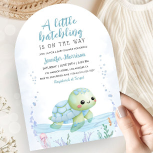 Meeresschildkröten-Schlüpfling Baby Shower Junge B Einladung