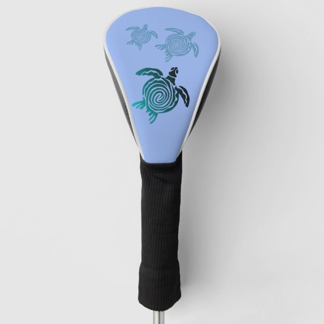 Meeresschildkröten schwimmen auf Perri Blue Water Golf Headcover (Vorderseite)