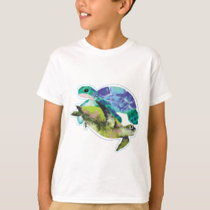Meeresschildkröten schwimmen grafisch T-Shirt