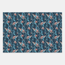 Meeresschildkröten Schwimmen Meer Unkraut Geschenkpapier Set