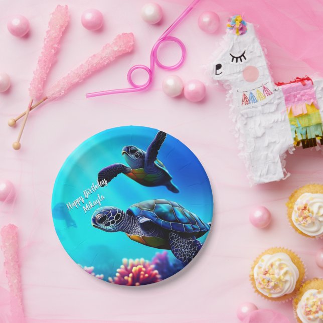 Meeresschildkröten schwimmen pappteller (Party)