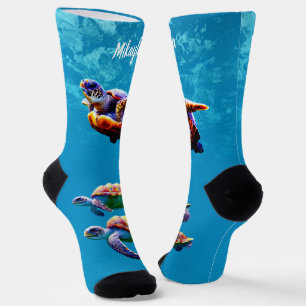Meeresschildkröten schwimmen socken