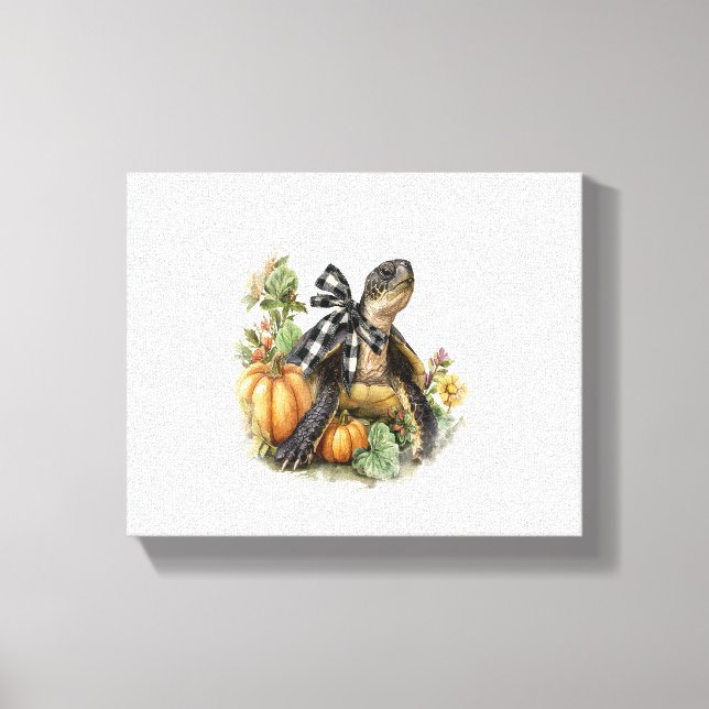 Meeresschildkröten Shirt Tiere Herbst Kürbis Leinwanddruck (Vorderseite)