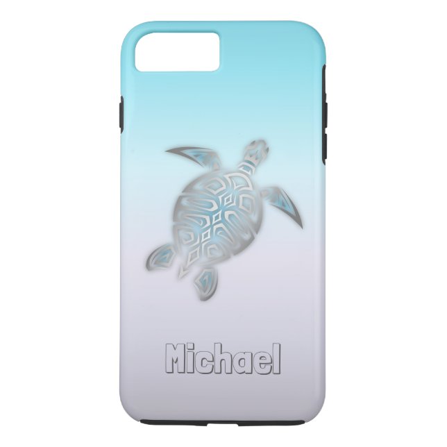 Meeresschildkröten Silber Monogram Animal Case-Mate iPhone Hülle (Rückseite)