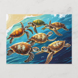 Meeresschildkröten spielen postkarte