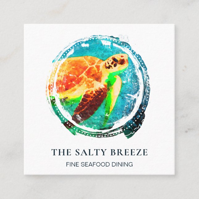 *~* Meeresschildkröten Strand Sandmeer Tropische K Quadratische Visitenkarte (Vorderseite)