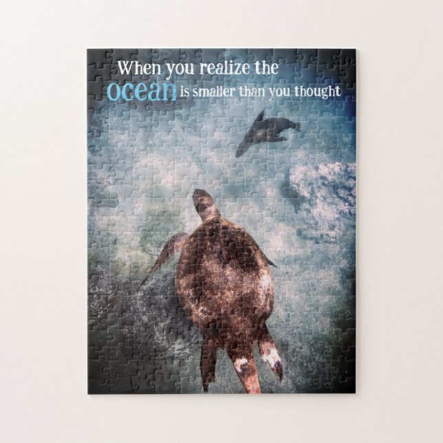 Meeresschildkröten und Seelöwen unter Wasser Puzzle (Vertikal)