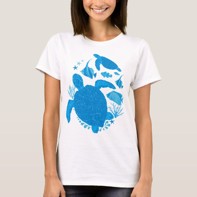 Meeresschildkröten Unterwasser Meeresfauna T-Shirt (Vorderseite)