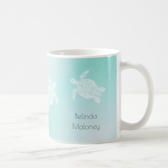 Meeresschildkröten Weiße Türkis personalisieren Kaffeetasse (Rechts)