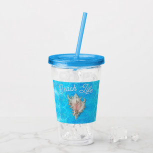 Meeresschneckenhaus "Strandleben" Acryltrinkbecher
