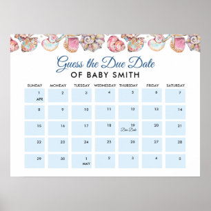 Meeresschneckenhäuser Baby Shower Terminposter Poster
