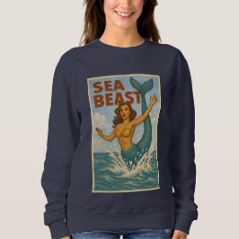 Meeresschreck Retro-Meerjungfrau | Lustiges Küsten Sweatshirt