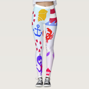 Meeresstrand und Meerestiere Ozeanmuster Leggings
