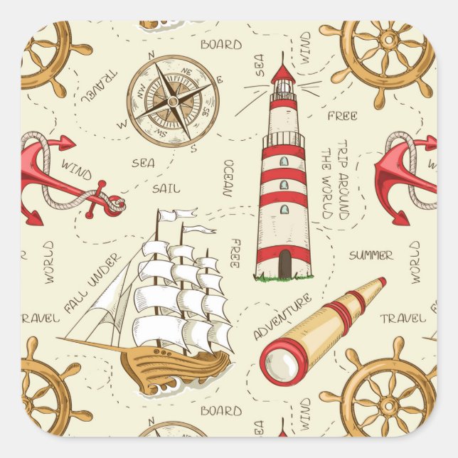 Meeresszene Quadratischer Aufkleber (Vorderseite)