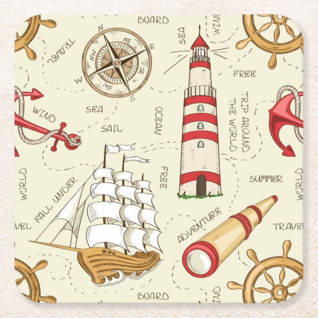 Meeresszene Rechteckiger Pappuntersetzer (Vorderseite)