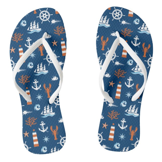 Meeresthema Muster 1 Flip Flops (Fußbett)
