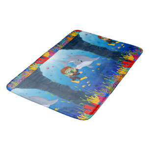 Meeresthema Tauchen mit Delphin Fish Coral Reed Badematte