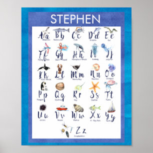 Meerestiere Alphabet für Kinder Poster