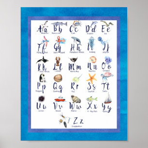 Meerestiere Alphabet für Kinder Poster