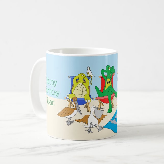 Meerestiere auf der Beach Custom Tasse (Vorderseite Links)