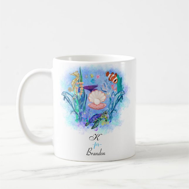 Meerestiere Baby farbenfroh Kaffeetasse (Links)