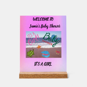 Meerestiere Baby Shower Rosa Hintergrund Acrylschild