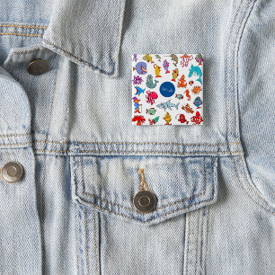 Meerestiere Bunte Ozean Charaktere Button