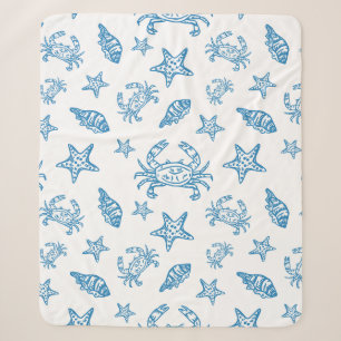 Meerestiere-Doodle-Muster Sherpadecke