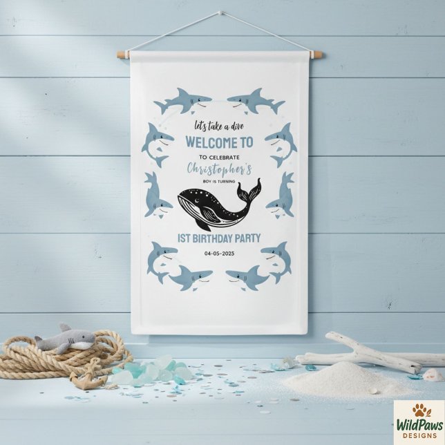 Meerestiere Hai 1. Geburtstag | Unter dem Meer Banner (Sea Animals Shark 1st Birthday | Under the Sea Banner
)