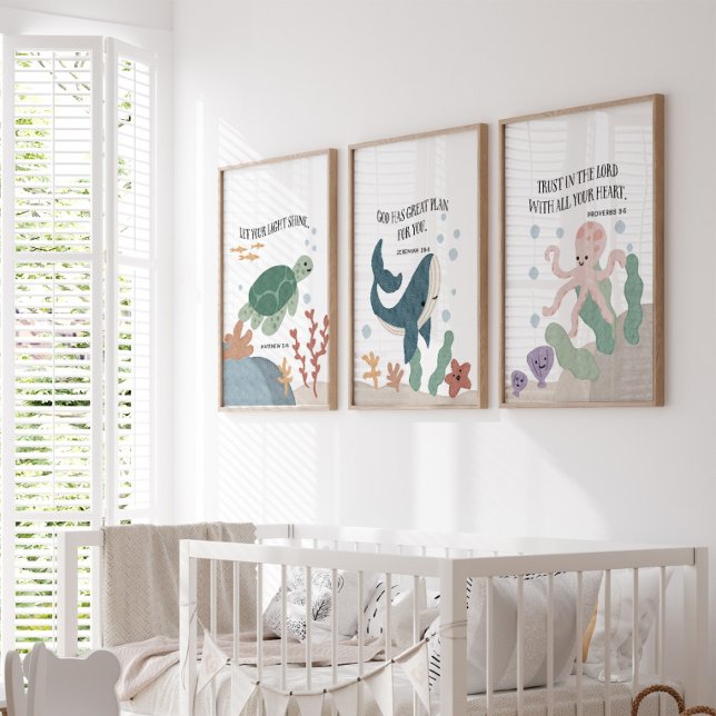 Meerestiere Kinder Bibel Vers Set von 3 Drucke (Von Creator hochgeladen)