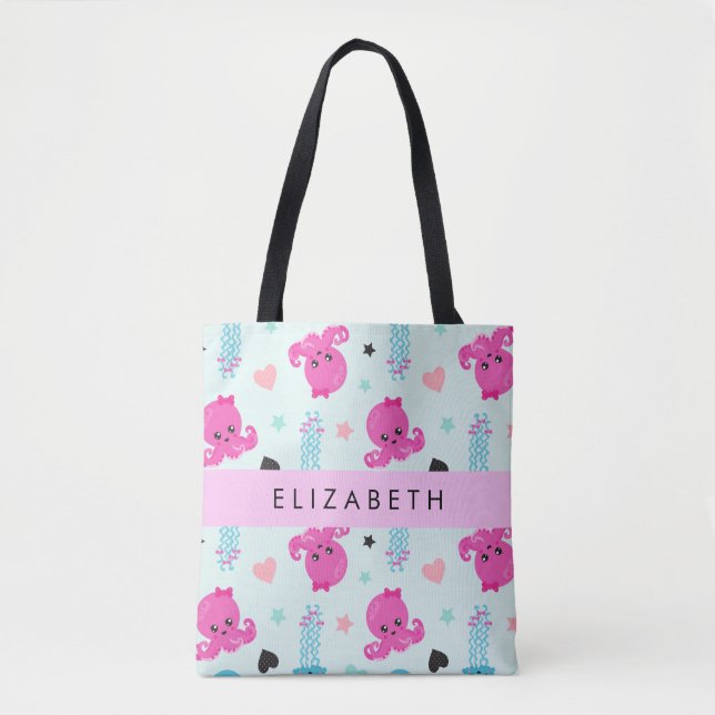 Meerestiere, Kraken, Quallen, Herz, Ihr Name (Vorderseite)