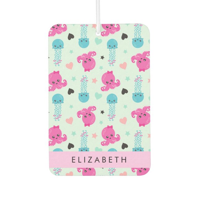 Meerestiere, Kraken, Quallen, Herz, Ihr Name Autolufterfrischer (Vorderseite)