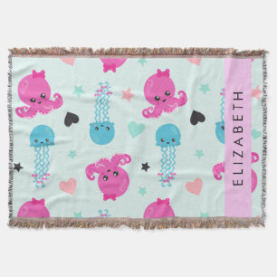 Meerestiere, Kraken, Quallen, Herz, Ihr Name Decke