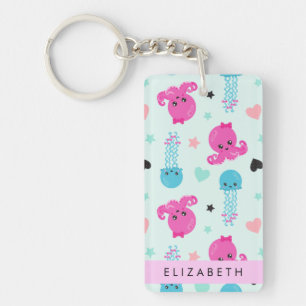 Meerestiere, Kraken, Quallen, Herz, Ihr Name Schlüsselanhänger